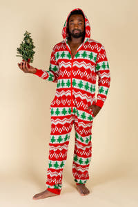 Red and green Christmas onesie for adults