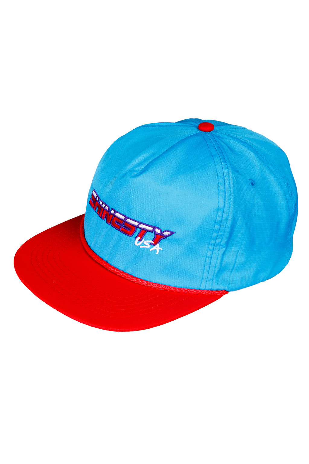 teal and red usa hat