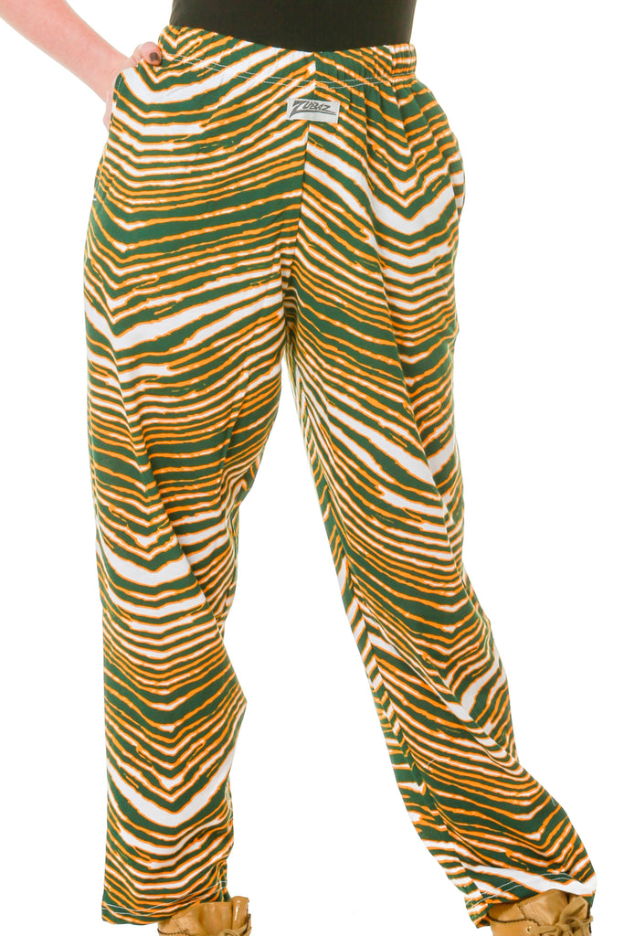 Women's Zubaz Green and Gold Hammer Pants