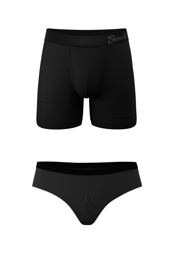 The Jack And Jane | Couples Matching Black Ball Hammock® Boxer and Cheeky Pack