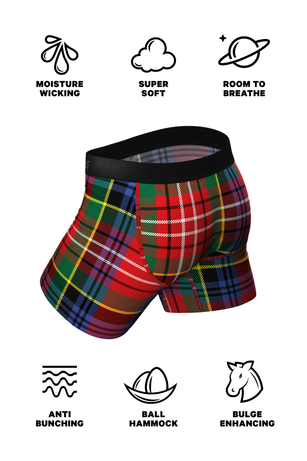 plaid christmas mens boxer with fly