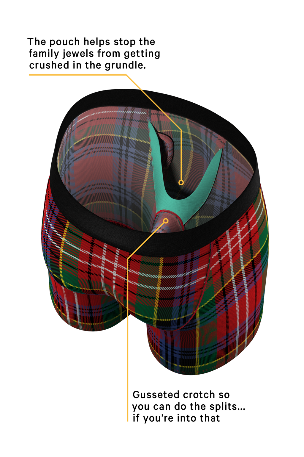 Ball Pouch Support Plaid Christmas Boxers