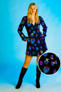 Hanukkah neon wrap dress