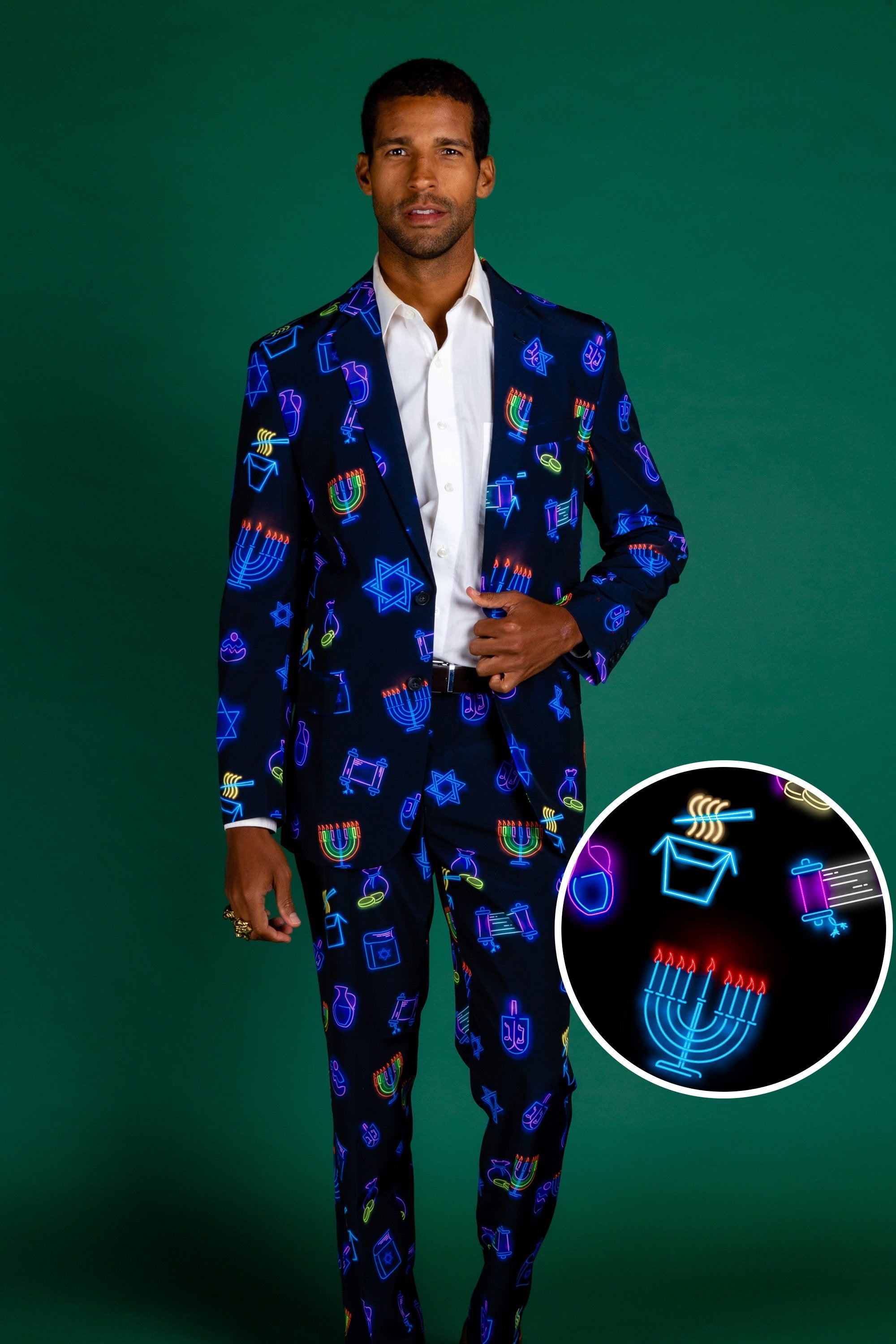 Blue Sequin All Over Blazer: Men's Hanukkah Outfits