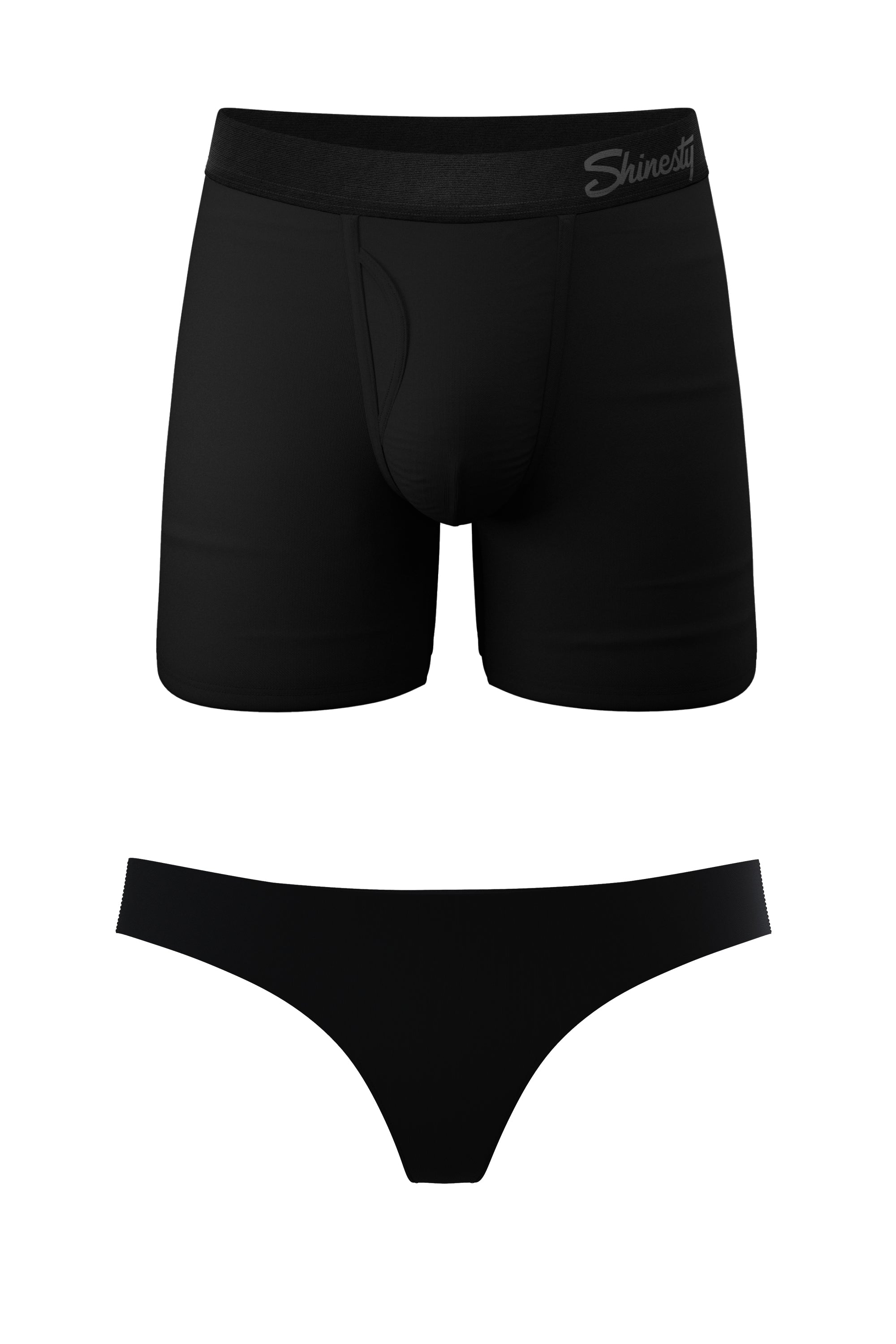 Solid Black Matching Couples Underwear 2 Pack