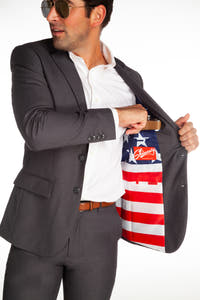 Men's grey american flag blazer 