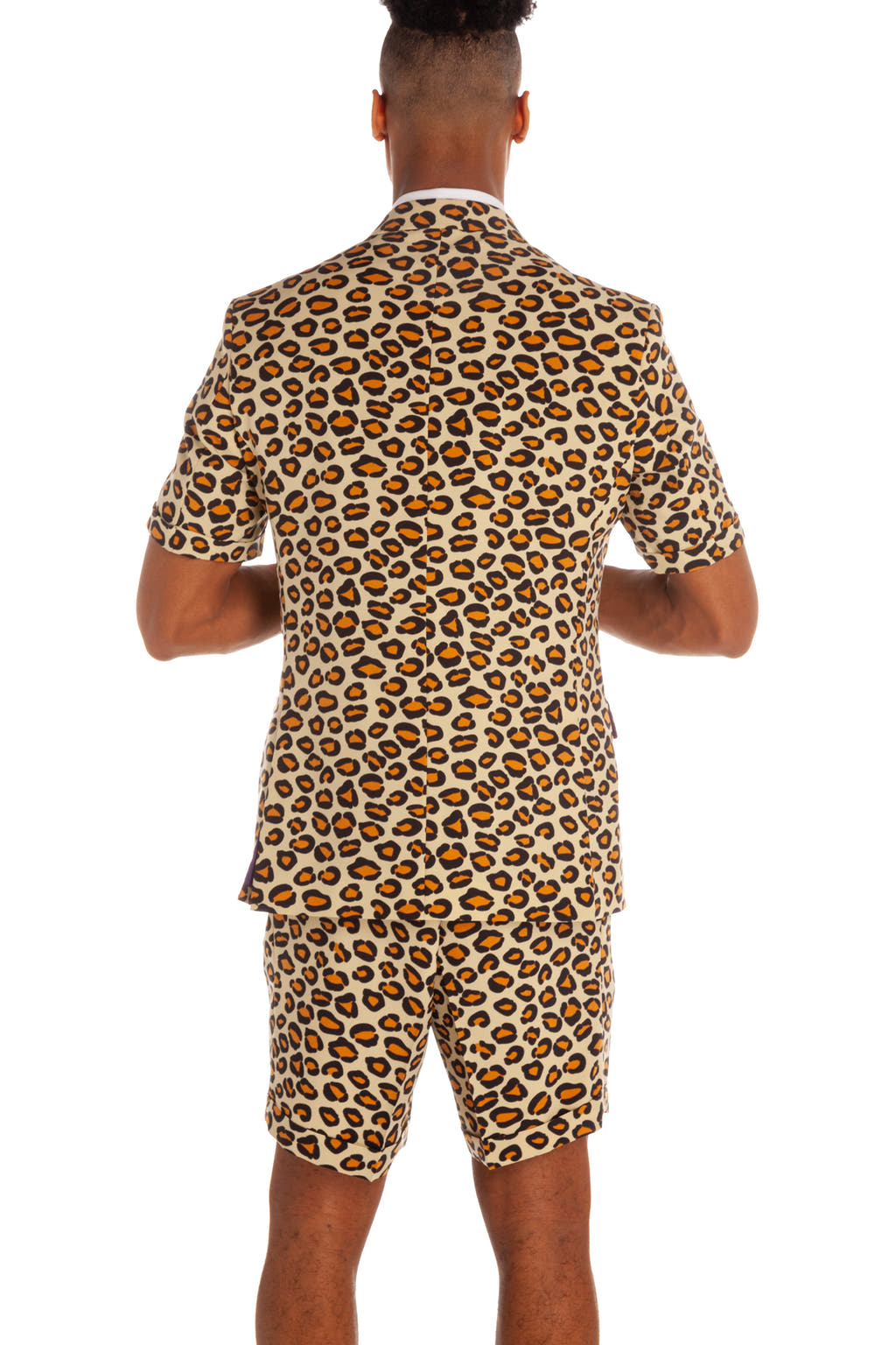 leopard short sleeve suit for men