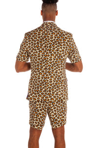 leopard short sleeve suit for men