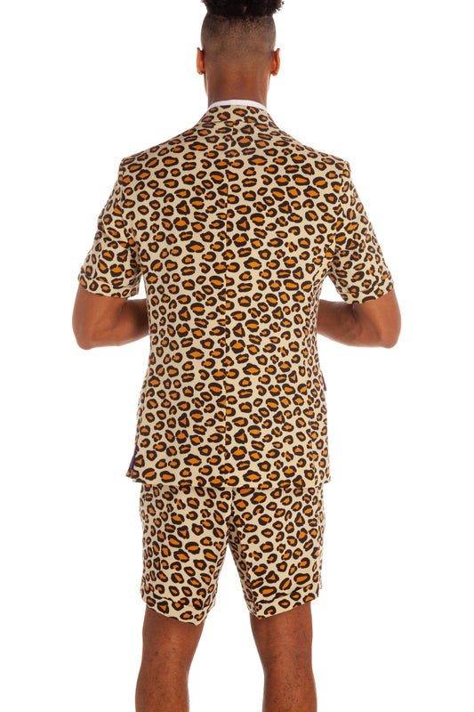Leopard Print Short Suit | The Summer Jungle Cat Leopard Print Shorts Suit