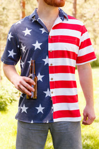 Men's american flag button up shirt 