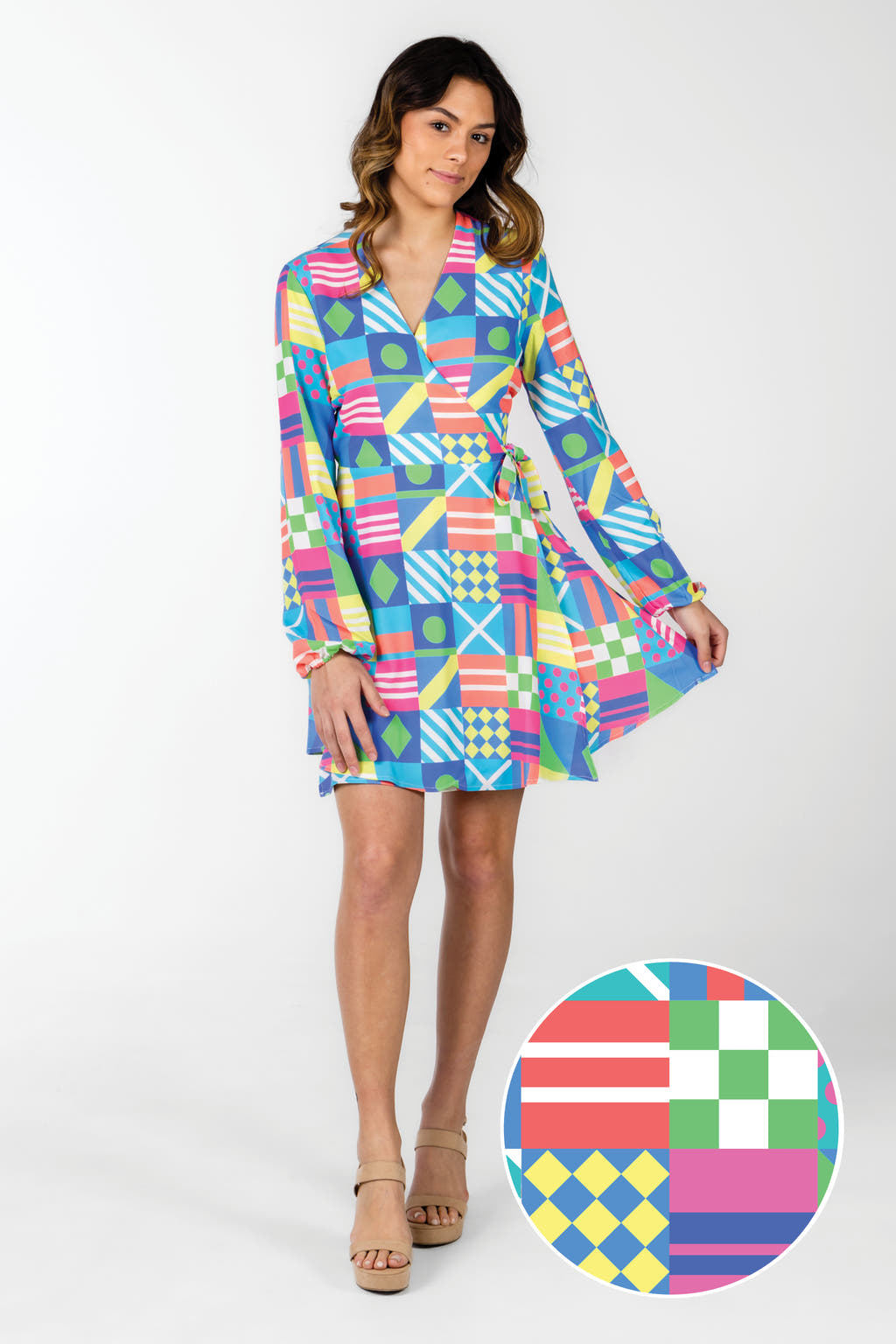 Secretariat Colorful Wrap Dress