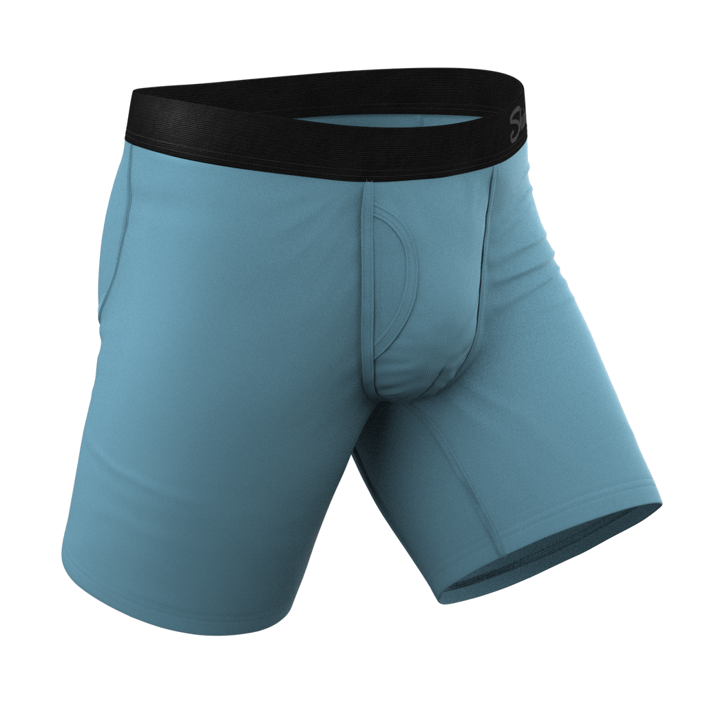 The Neptune | Slate Blue Long Leg Ball Hammock® Pouch Underwear With Fly