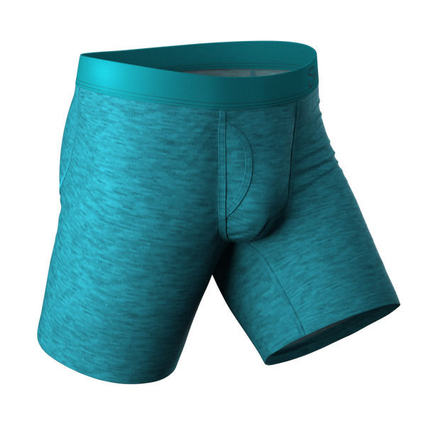 The Nerves of Teal | Teal Cotton Heather Long Leg Ball Hammock® Pouch Underwear With Fly