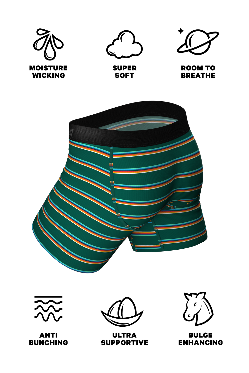 striped green underwear for men