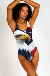 One piece swimsuit printed with eagle