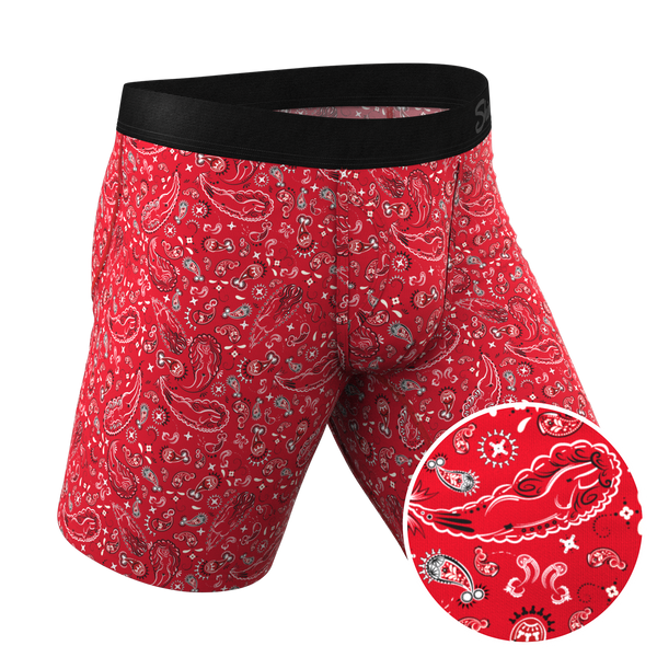 The Outlaw | Naughty Paisley Long Leg Ball Hammock® Pouch Underwear With Fly