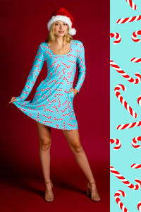 Ladies Candy Cane Christmas Skater Dress