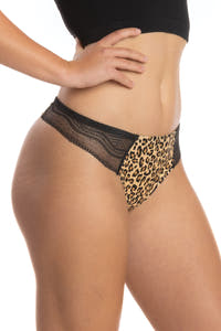 Leopard lace thong