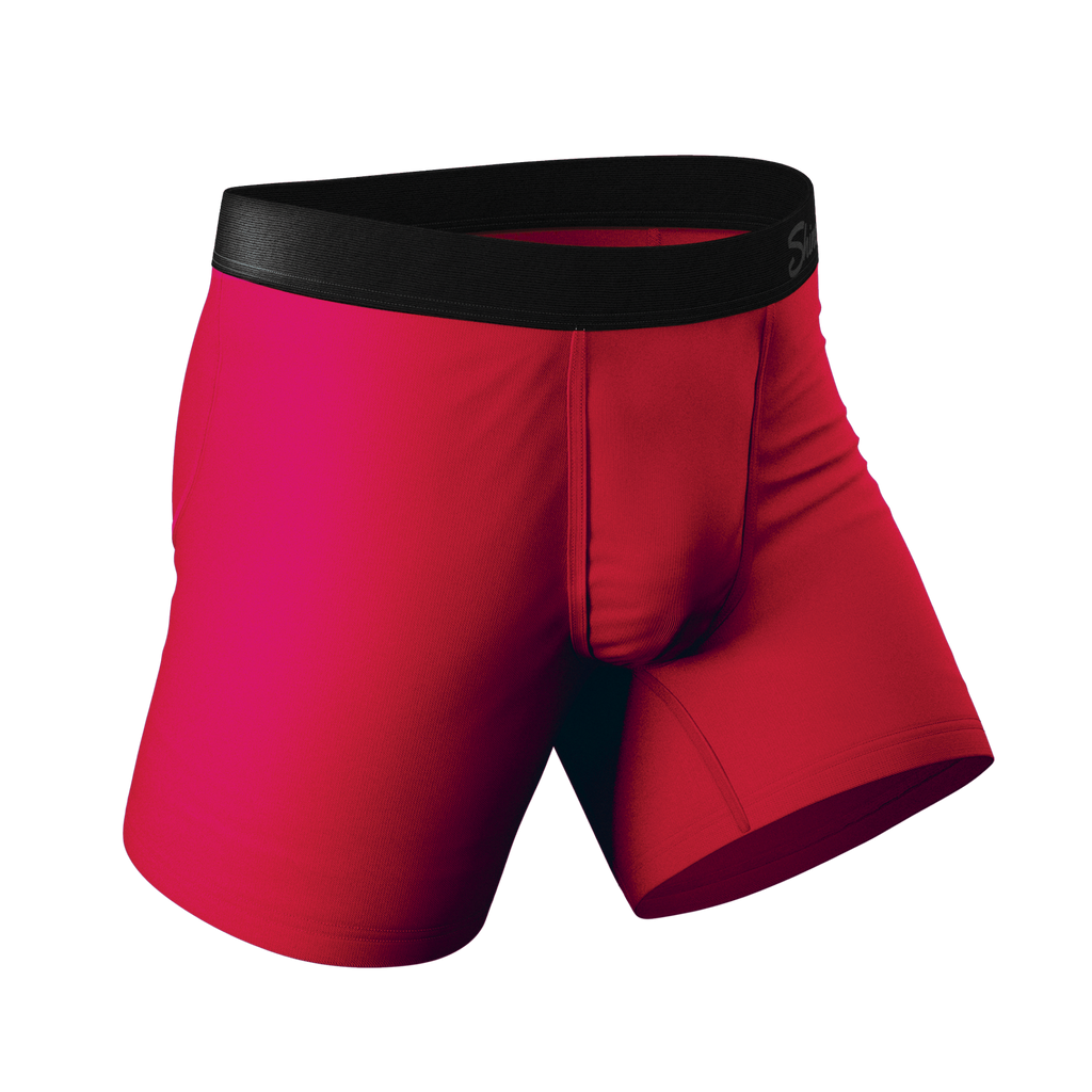 Red Velvet Ball Hammock® Pouch Underwear close-up.