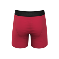 Red Velvet Ball Hammock® Pouch Underwear with knitted fabric detail.