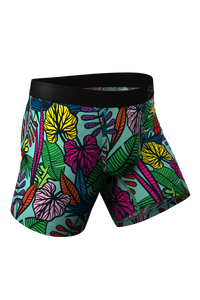 blue tropical leaves men pouch underwear