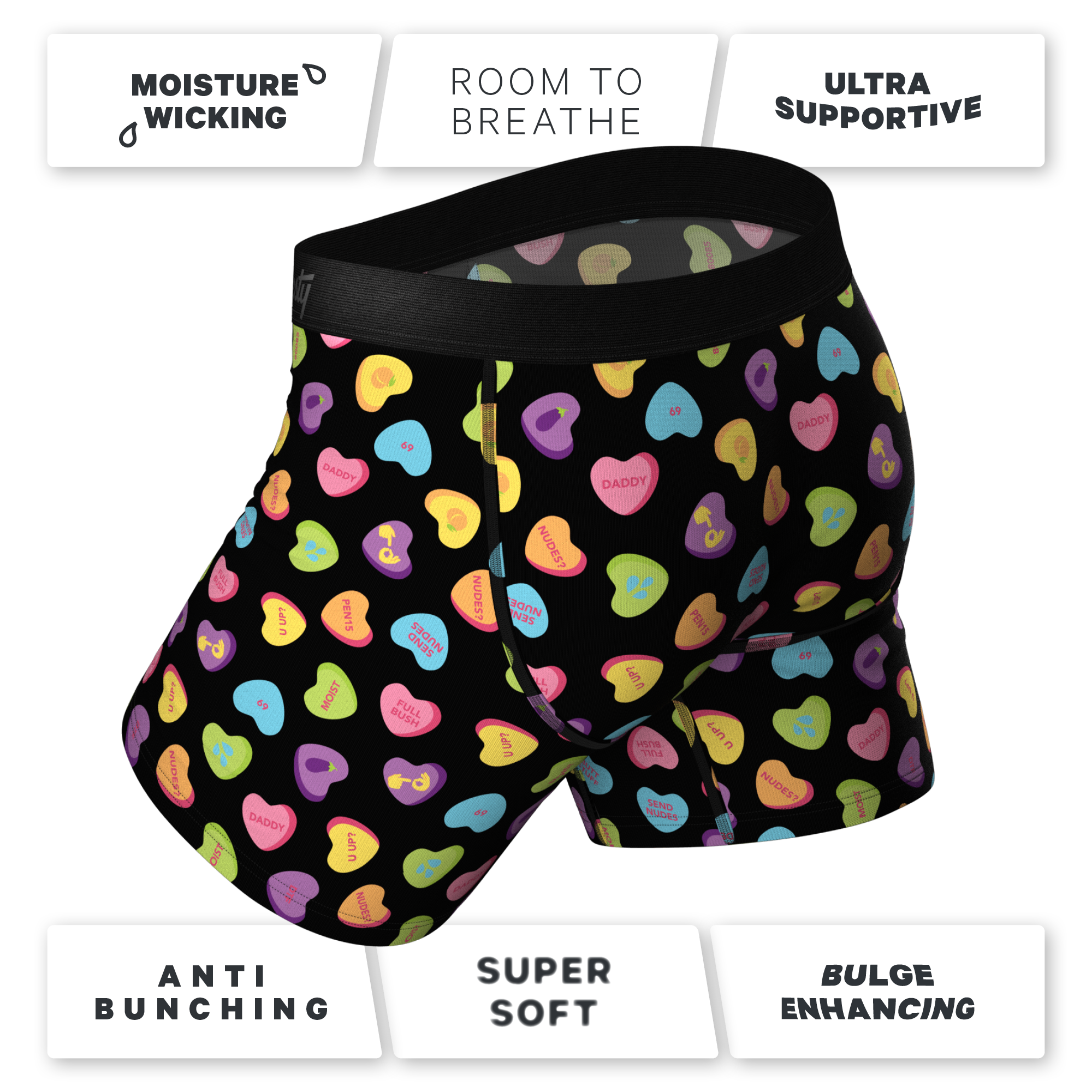 Men's Candy Heart Licky Knit Boxers, Set of 2