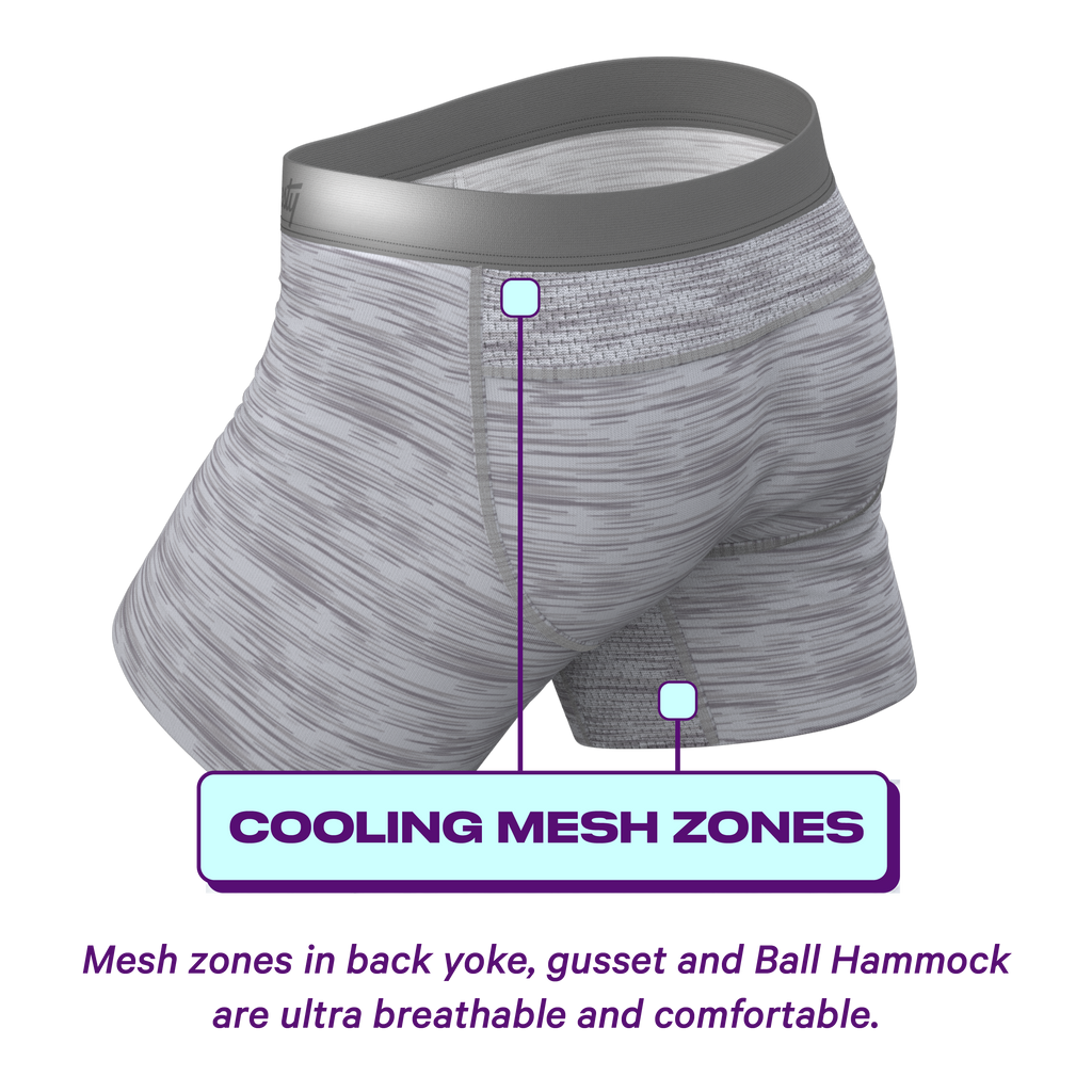 Grey underwear with cooling mesh zones