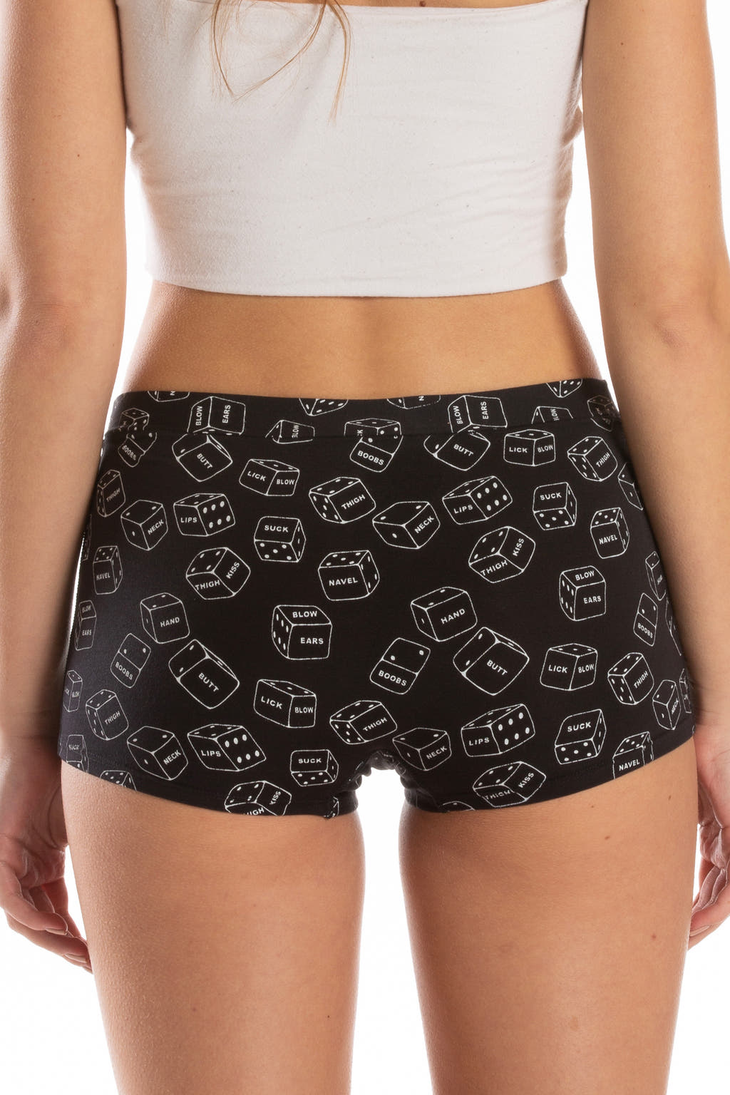 black and white glow in the dark dice underwear