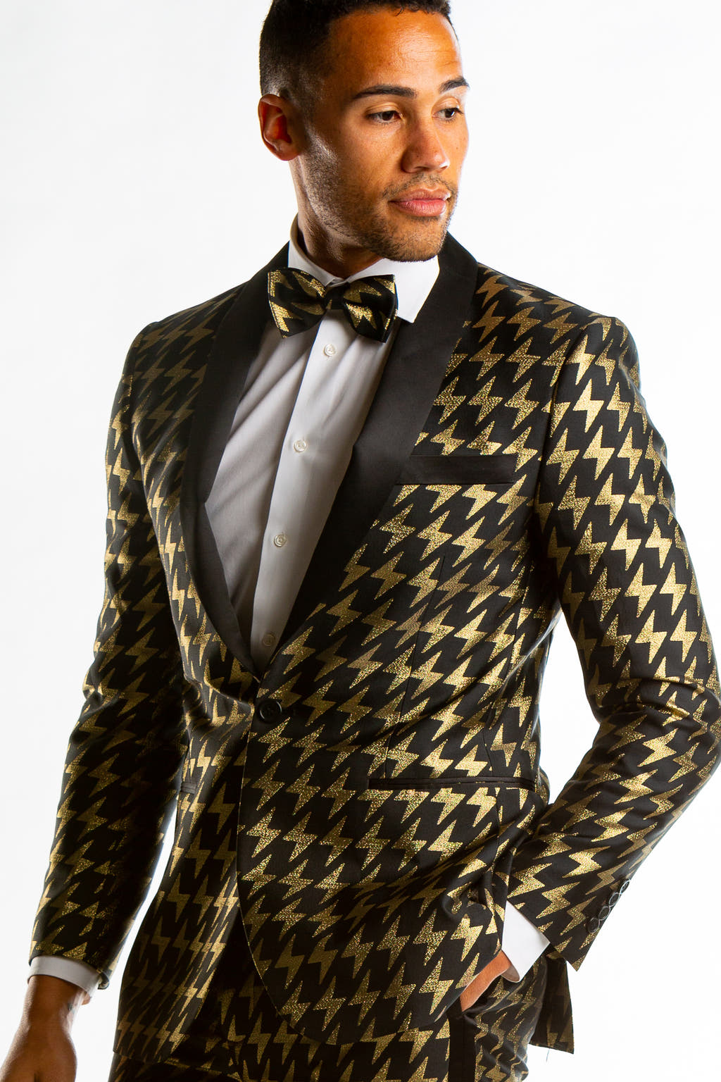 gold and black blazer