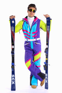 Men's Neon Purple Retro Ski Suit