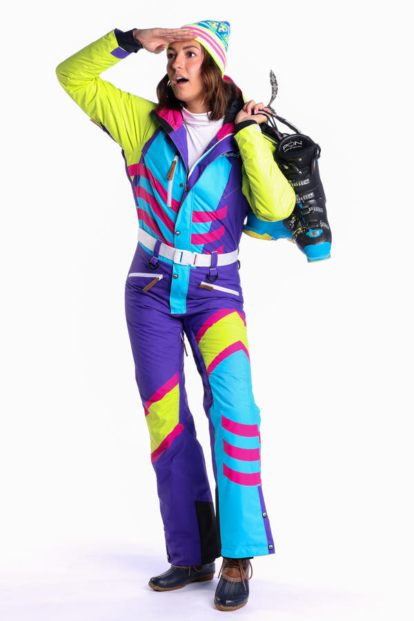 Women's Neon Purple Retro Ski Suit