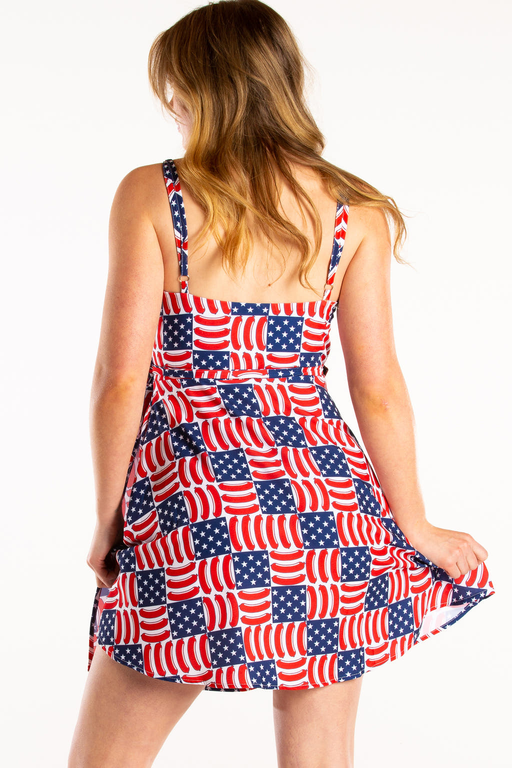 red and blue usa hotdog dress