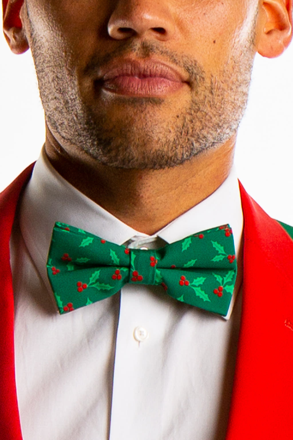 Green Holly Christmas Bow Tie