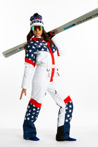 The First Chair | Womens Retro American Flag Ski Suit