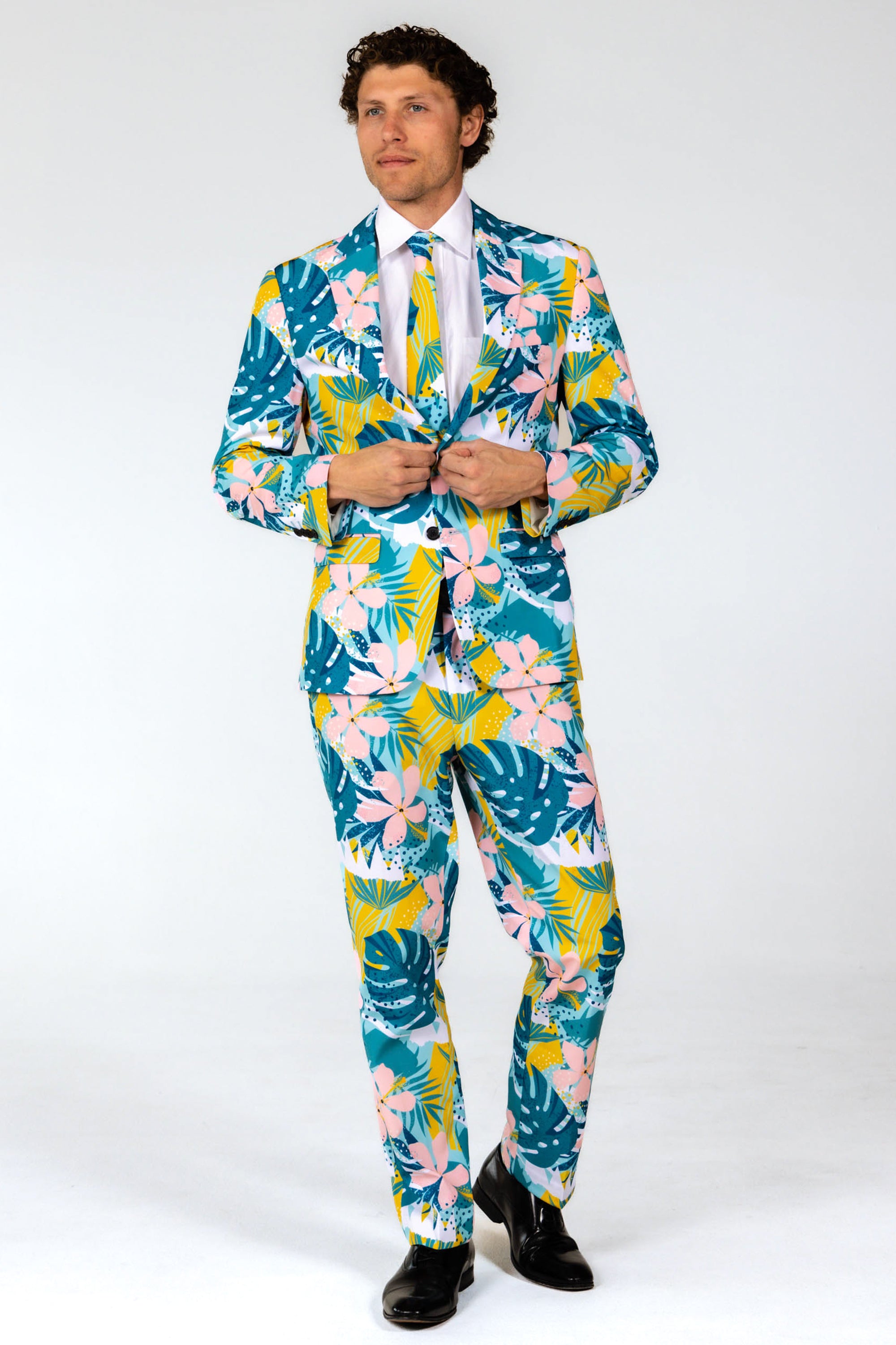 Blue Tropical Suit Men's Suit | The Floral Fixation