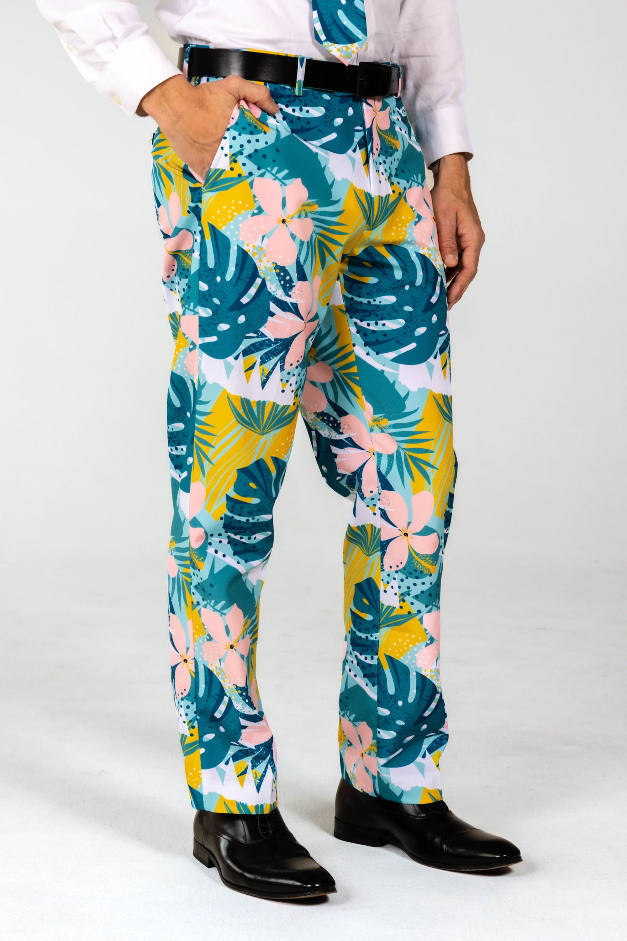 Twisted Tailor suit pants with large floral print in black velvet  ASOS