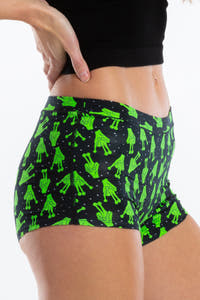 black and green alien hands boyshort underwear