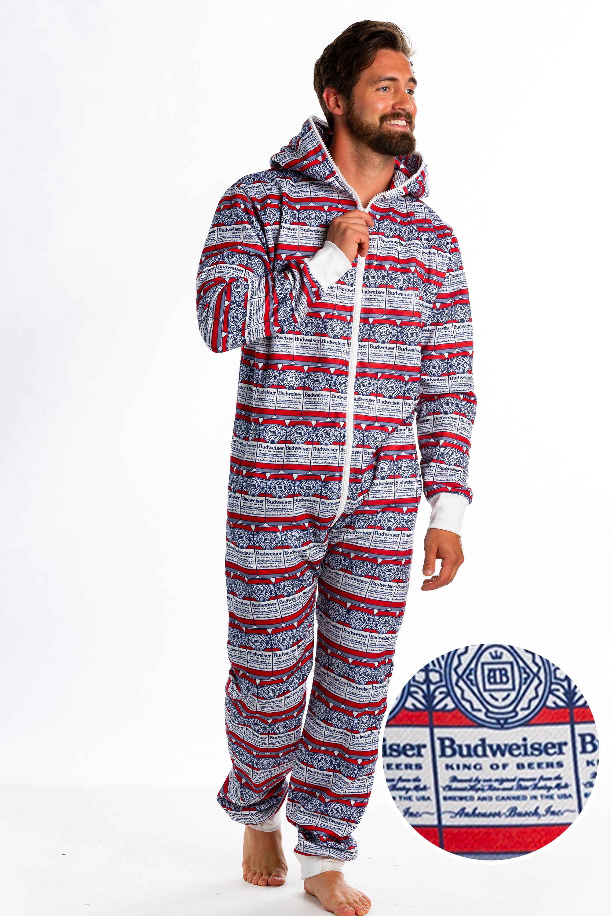 Begrafenis Luxe slang Budweiser Can Adult Onesies | The Happy Hour