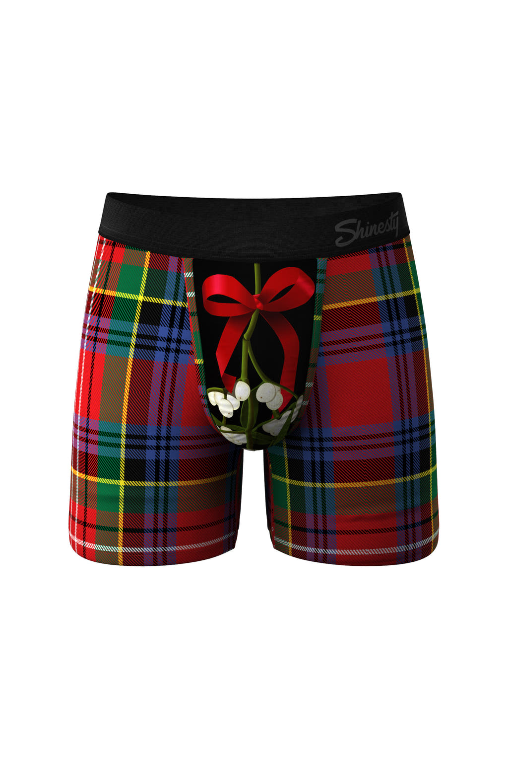 Plaid Mistletoe Boxer Briefs