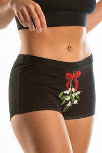 Black Mistletoe Christmas Boyshort Panties