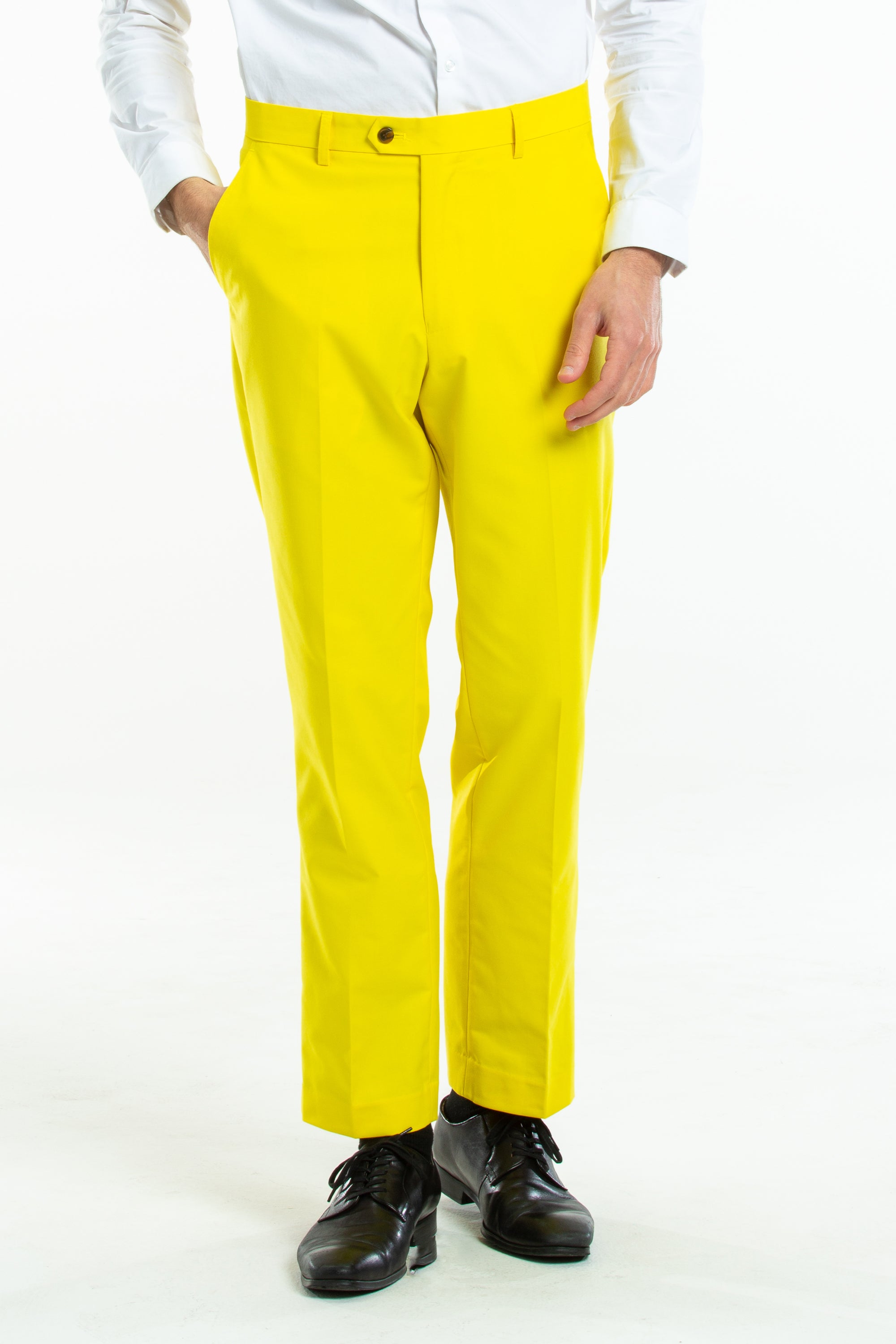 Buy John Pride Yellow Regular Fit Flat Front Trousers for Mens Online   Tata CLiQ