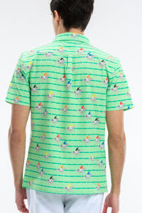comfy green stripe hawaiian shirt