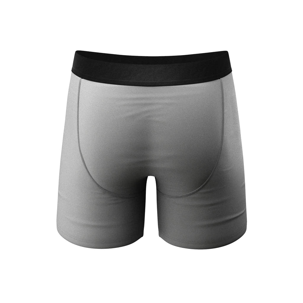 Solid grey pouch underwear with fly