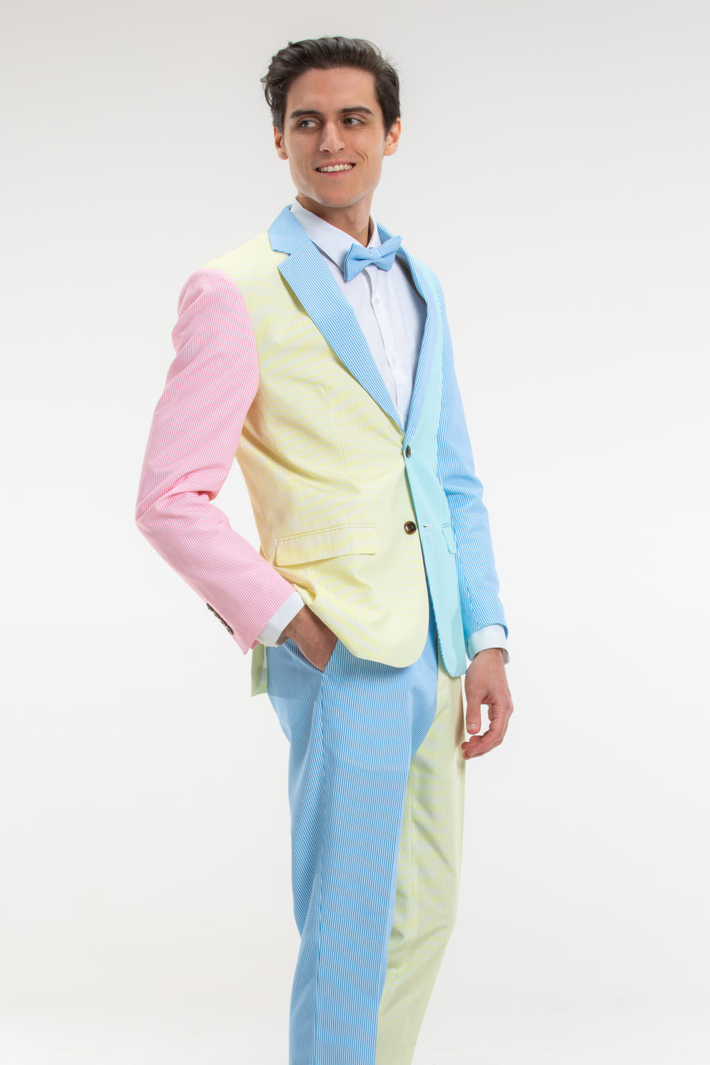 men's derby color block suit