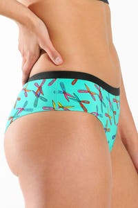 Green cheeky underwear printed with scissors