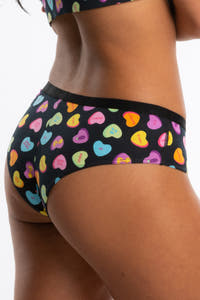 black candy hearts cheeky underwear