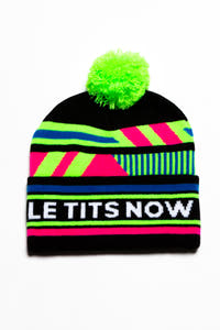 Steep and Deep Black Neon Ski Beanie