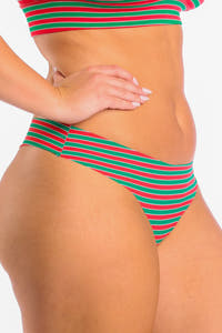 green and red stripe seamless thong
