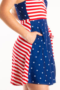 Dress with printed USA flag
