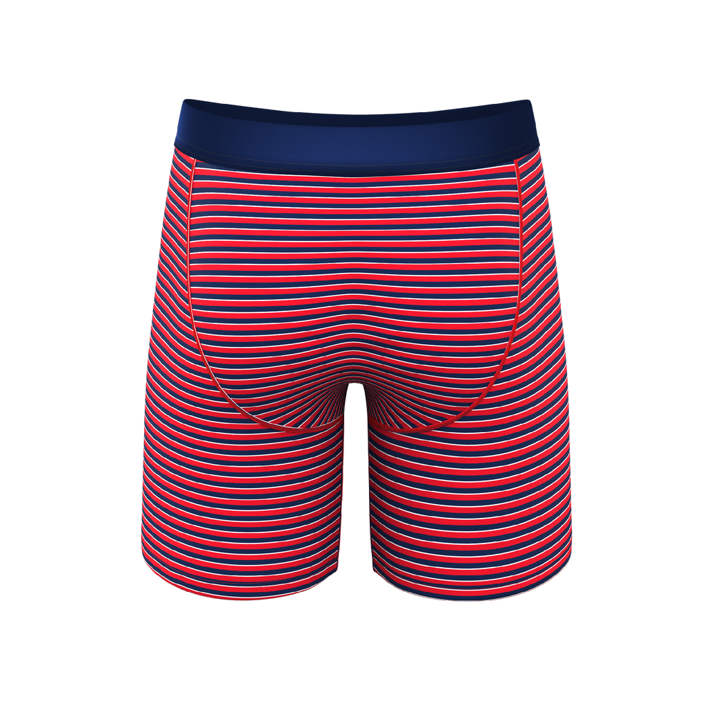 Super soft red stripe underwear with fly 